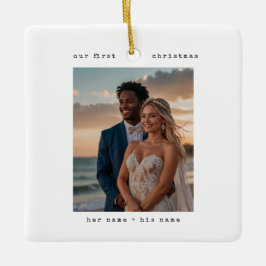 Ornamento De Cerâmica Minimal Typewriter | Merry and Married 2 Photos