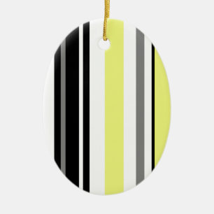 Ornamento De Cerâmica Minimalismo Listras Amarelas e Pretas