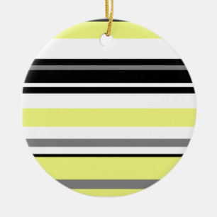Ornamento De Cerâmica Minimalismo Listras Amarelas e Pretas