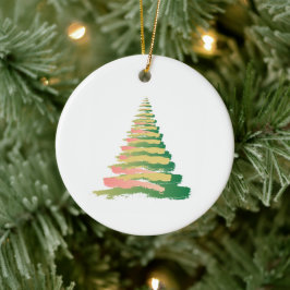 Ornamento De Cerâmica Minimalist Brushstroke Christmas Tree