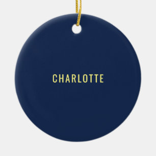 Ornamento De Cerâmica Minimalista Clássico Nome Azul Profissional