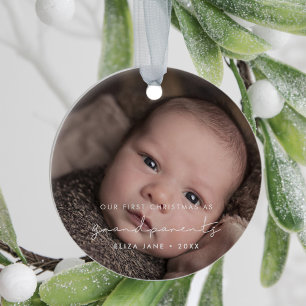 Ornamento De Cerâmica Minimalista Nosso Primeiro Natal como avós