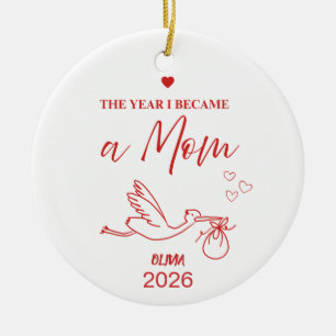 Ornamento De Cerâmica Minimalista Vermelho Festivo O Ano Em Que Me Torne