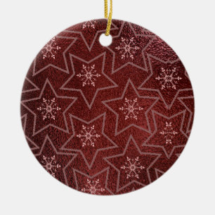 Ornamento De Cerâmica Mínimo de Flocos de Neve de Natal e Marrom de Estr
