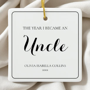 Ornamento De Cerâmica Mínimo de Manuscrito Preto Simples Tio de Natal Pr