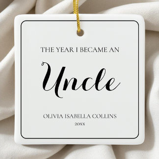 Ornamento De Cerâmica Mínimo de Manuscrito Preto Simples Tio de Natal Pr