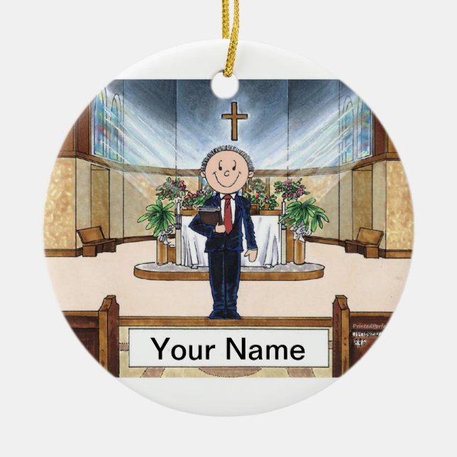 Ornamento De Cerâmica Ministro - Male (Frente)