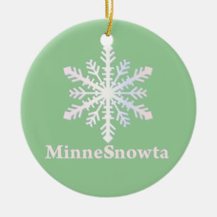 Ornamento De Cerâmica MinneSnowta com Floco de Neve