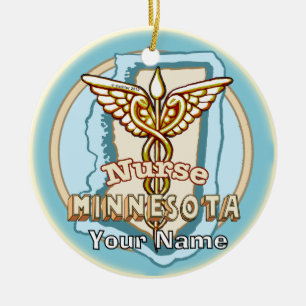 Ornamento De Cerâmica Minnesota Enfermeira Caduceu