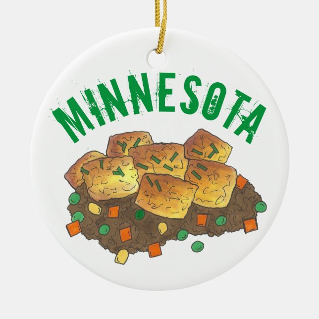 Ornamento De Cerâmica Minnesota Hot Dish Tater Tot Casserole Foodie (Frente)