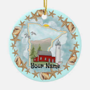 Ornamento De Cerâmica Minnesota Shells Lighthouse Ornament