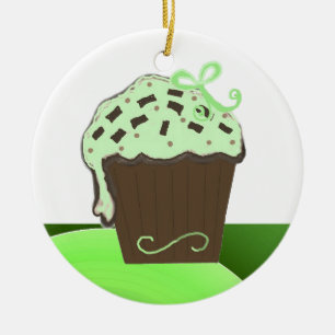 Ornamento De Cerâmica Mint Chocolate Cupcake