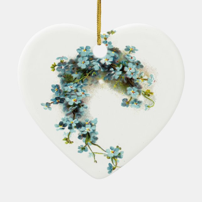 Ornamento De Cerâmica Miosótis do vintage (Verso)