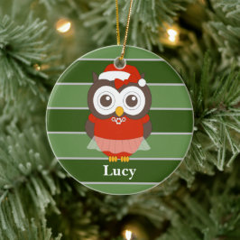 Ornamento De Cerâmica Miss Lucy Owl Especial de Natal