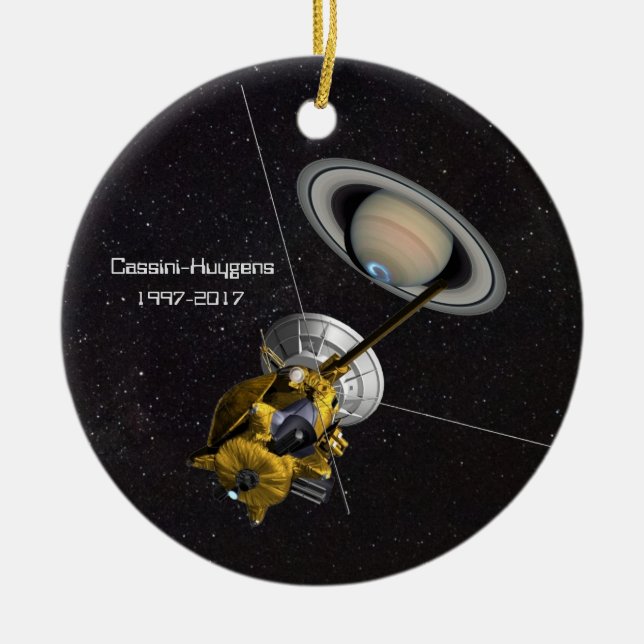 Ornamento De Cerâmica Missão Cassini Huygens a Saturno (Frente)
