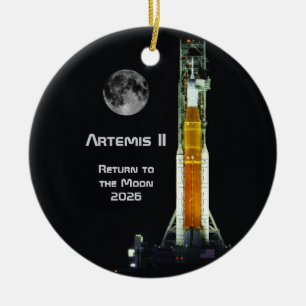 Ornamento De Cerâmica Missão da Artemis II à Lua