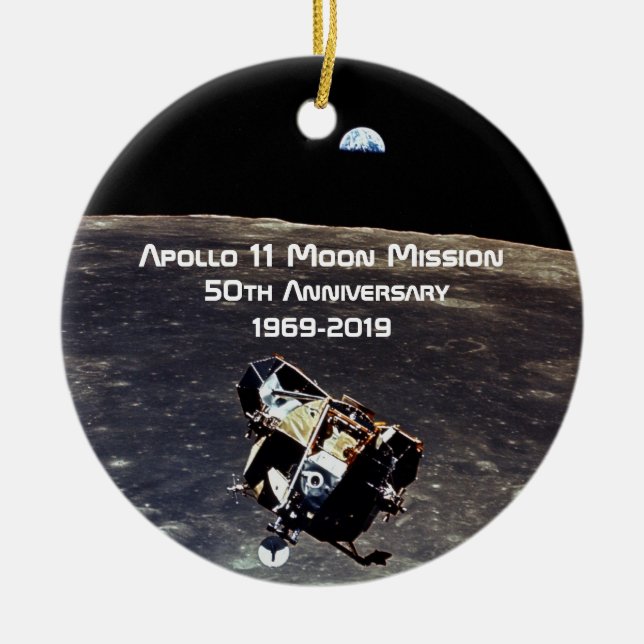 Ornamento De Cerâmica Missão histórica da Apollo 11 Lua 50º Aniversário (Frente)