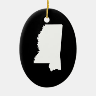 Ornamento De Cerâmica Mississippi no branco e no preto