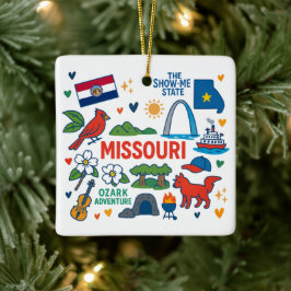Ornamento De Cerâmica Missouri Custom Family Trip Christmas