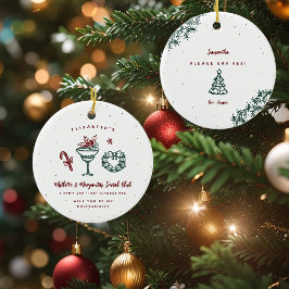 Ornamento De Cerâmica Mistletoe e Margaritas | Seja Minha Dama de Honra