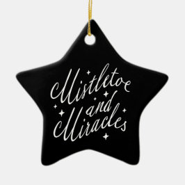 Ornamento De Cerâmica Mistletoe & Milagres Natal Moderno Black Star
