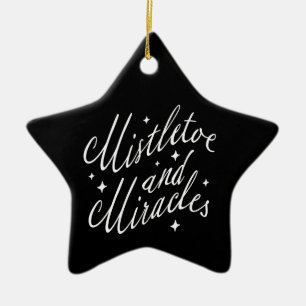 Ornamento De Cerâmica Mistletoe & Milagres Natal Moderno Black Star