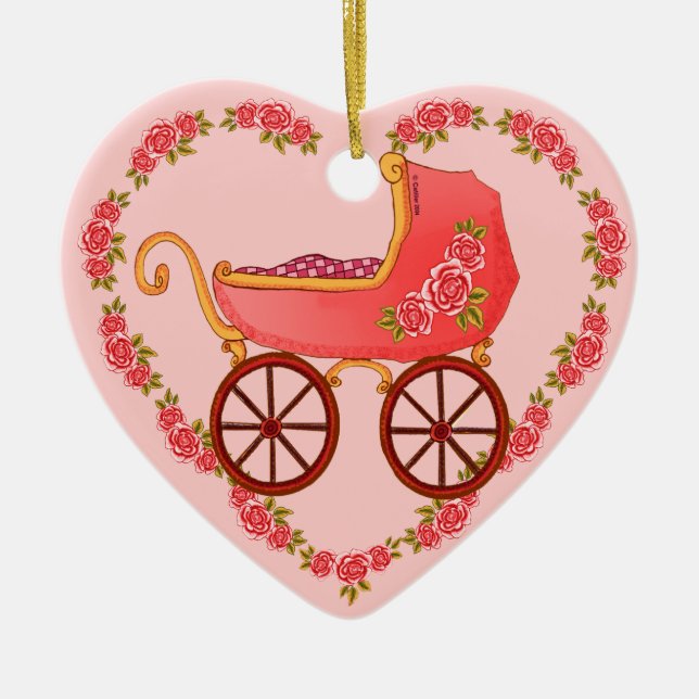 Ornamento De Cerâmica Moça Buggy Heart Ornament (Frente)