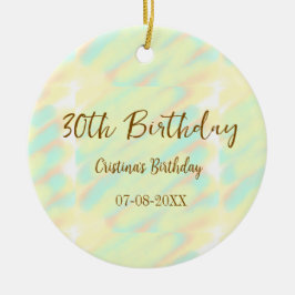 Ornamento De Cerâmica Mocho de cor laranja aniversário de 30 anos amarel