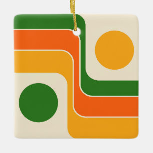 Ornamento De Cerâmica Mod Estilo Retro Geométrico dos Anos 70