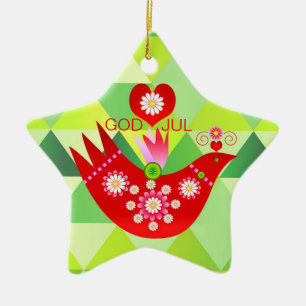 Ornamento De Cerâmica Mod Scandi Holiday Bird