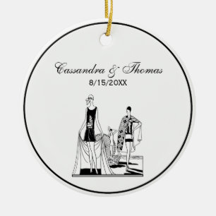 Ornamento De Cerâmica Moda Art Déco Vintage Senhoras na Praia
