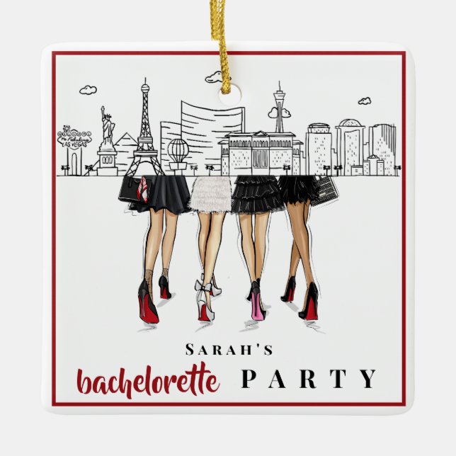 Ornamento De Cerâmica Moda da festa de despedida de solteira de Las Vega (Frente)