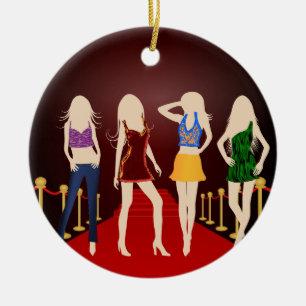 Ornamento De Cerâmica Moda Raparigas Vermelhas Carpete Arredondamento Pa