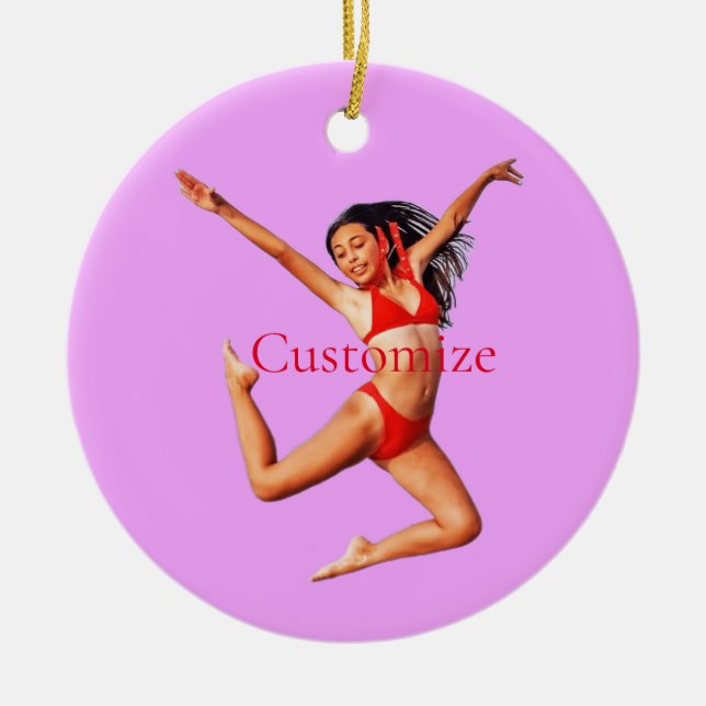 Ornamento De Cerâmica Modelo Bikini Dançando Thunder_Cove (Frente)