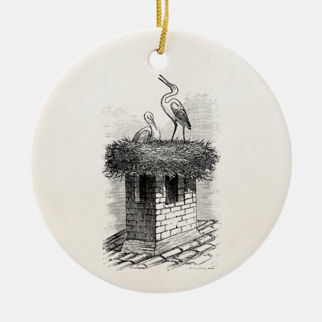 Ornamento De Cerâmica Modelo da antiguidade do pássaro do ninho do (Frente)