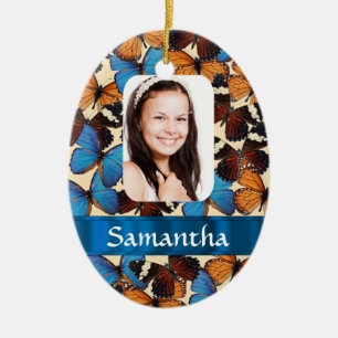 Ornamento De Cerâmica Modelo da foto da colagem da borboleta