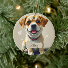 Ornamento De Cerâmica Modelo de foto de cão favorito Natal Personalizado