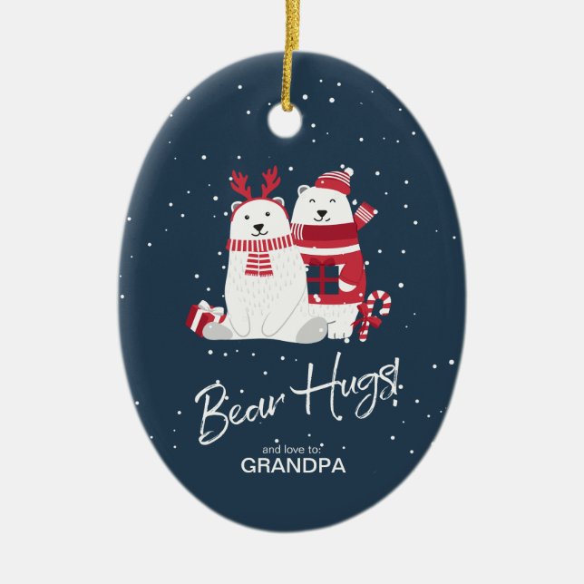 Ornamento De Cerâmica Modelo de Foto de Hugs de Urso Polar ID851 (Frente)