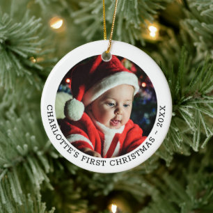Ornamento De Cerâmica Modelo de Foto de Natal Personalizado do Bebê