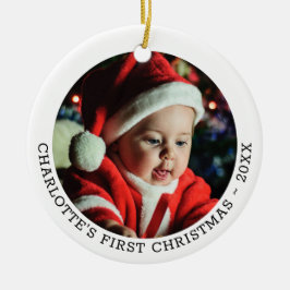 Ornamento De Cerâmica Modelo de Foto de Natal Personalizado do Bebê