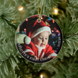Ornamento De Cerâmica Modelo de Foto de Natal Personalizado do Bebê