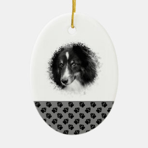 Ornamento De Cerâmica Modelo de Foto de Pet Personalizada de Natal Preto