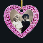 Ornamento De Cerâmica MODELO DE FOTOGRAFIA CUPID LACE HEART, cor-de-rosa<br><div class="desc">Coração legal e elegante com cupido. Elaboração gráfica digital e design em estilo vintage de Búlgaro Lumini (c) .Fácil de personalizar com seu próprio texto como um cartão de anúncio / cartões de lugar / cartões de salvamento / cartões de agradecimento / cartões /, chás de panela, aniversários, festas, chás...</div>