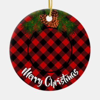 Ornamento De Cerâmica Modelo de fotografia de pinecone vermelha Elegante