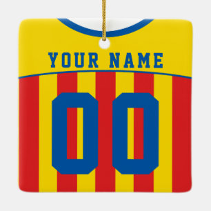 Ornamento De Cerâmica Modelo de Futebol do Name & Number Soccer