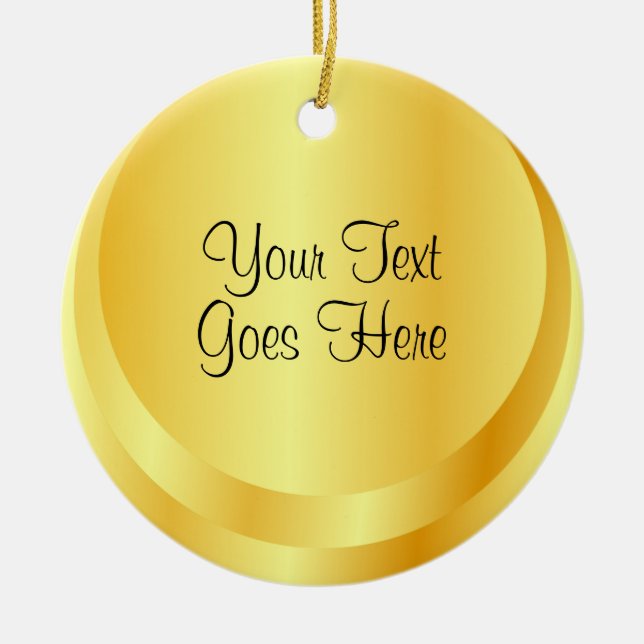 Ornamento De Cerâmica Modelo de Script Mão - Exame Metálico Dourado (Frente)