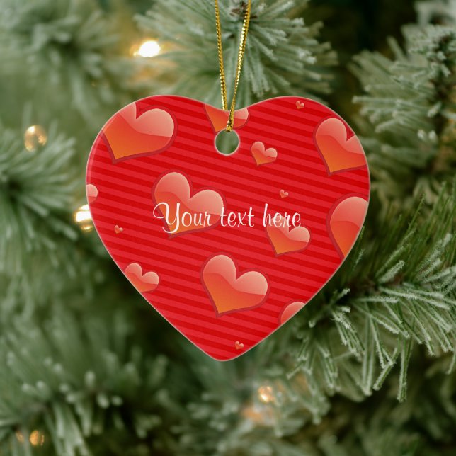 Ornamento De Cerâmica Modelo Red Heart, personalizável, (Árvore)