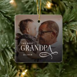 Ornamento De Cerâmica Modern Best GrandPa Ever Photo Personalized