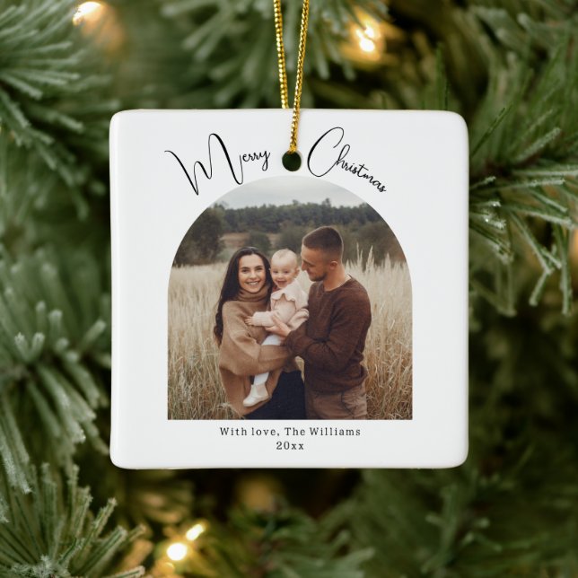 Ornamento De Cerâmica Modern Boho Arch Feliz Natal (Árvore)