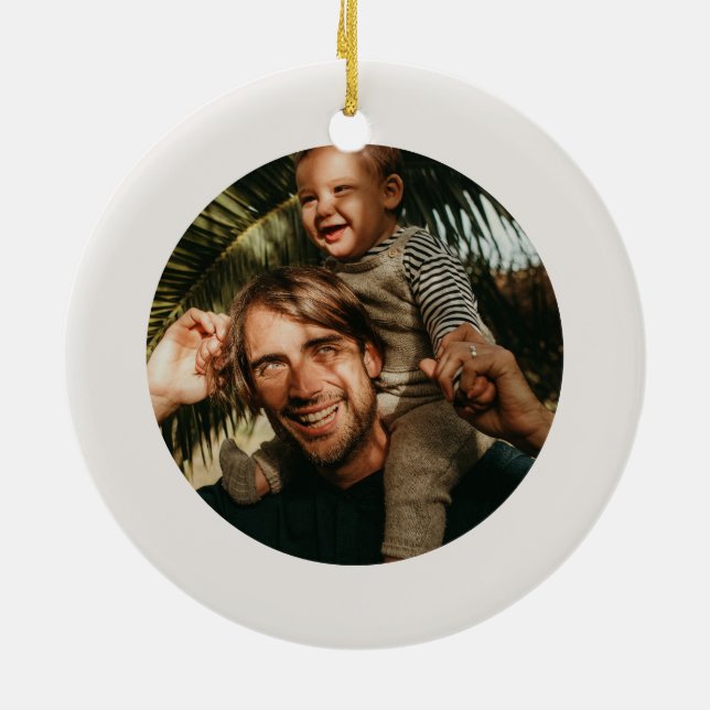 Ornamento De Cerâmica Modern Boho com Nome Foto Natal (Traseira)